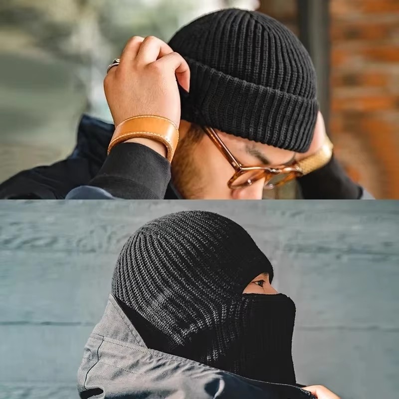 Muffler Men Wool - Erkekler kış Skullies Beanies şapkalar kadınlar
